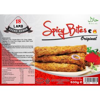 SPICY BITES 18 LAMB SEEKH KABAB 630G