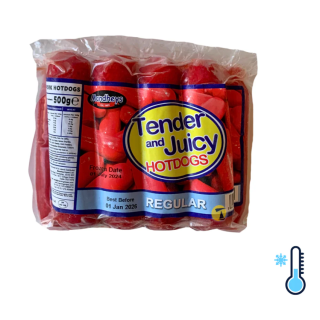 T&J PORK HOTDOGS REGULAR 500G